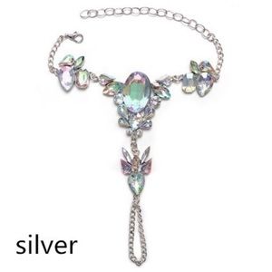 Two! Rhinestone barefoot ankle sandals.